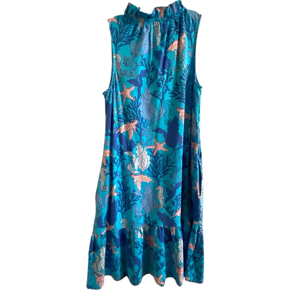 Pappagallo Azure Tank Dress - Sea Horse Turtles Starfish - Picture 3 of 6